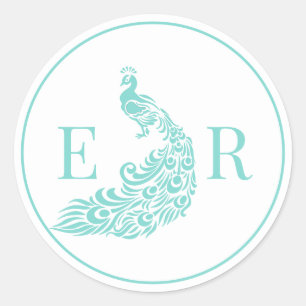 Sticker Rond Monogramme initial F de couple 2 Silhouette de pao
