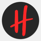 STICKER ROND MONOGRAMME INITIAL H ROUGE ET NOIR (Devant)