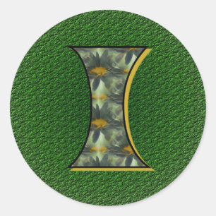 Sticker Rond Monogramme Initial I FleurArt Marguerites