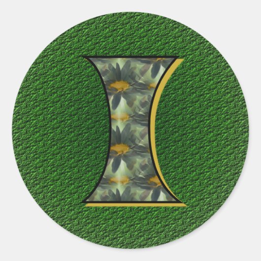 Sticker Rond Monogramme Initial I FleurArt Marguerites (Devant)