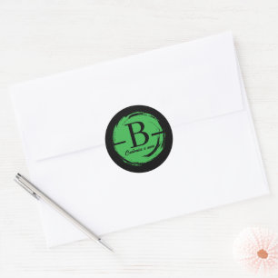 Sticker Rond Monogramme Initial Minimaliste Moderne Lettre B Ve