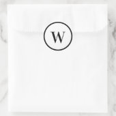 Sticker Rond Monogramme Initial Moderne Noir et Blanc (Sac)
