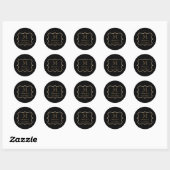 Sticker Rond Monogramme Initial Nom Or Noir Or Professionnel (Feuille)
