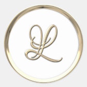 Sticker Rond Monogramme initial or L Script n'importe quelle co (Devant)