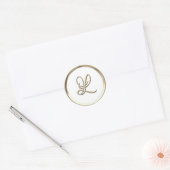Sticker Rond Monogramme initial or L Script n'importe quelle co (Enveloppe)