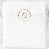Sticker Rond Monogramme initial or O Script n'importe quelle co (Sac)