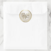 Sticker Rond Monogramme initial orné d'or et d'ivoire W (Sac)