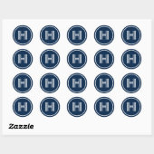 Sticker Rond Monogramme initial Oxford Blue (Feuille)