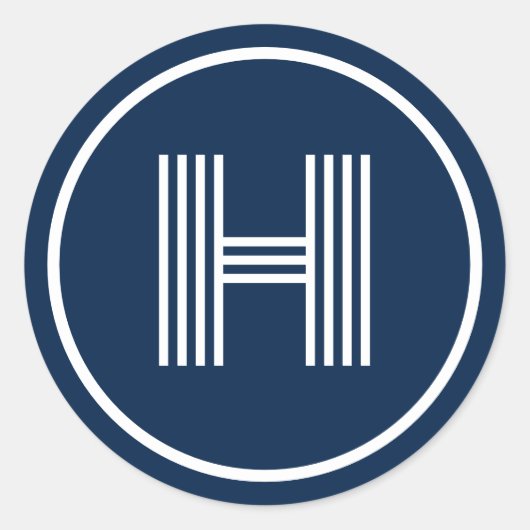 Sticker Rond Monogramme initial Oxford Blue (Devant)