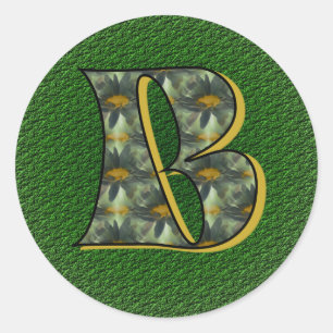 Sticker Rond Monogramme Initiale B Fleurs de Marguerites Art