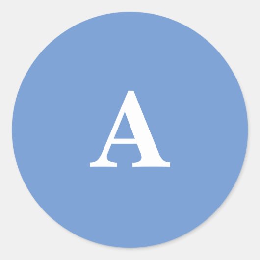 Sticker Rond Monogramme initiale bleu barbeau blanc personnalis (Devant)