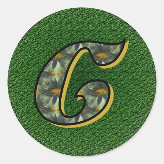 Sticker Rond Monogramme Initiale C Fleurs de Marguerites Art (Devant)