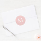 Sticker Rond Monogramme initiale élégant pastel rose (Enveloppe)