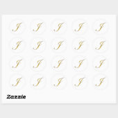 Sticker Rond Monogramme Initiale J en écriture dorée pour sceau (Feuille)