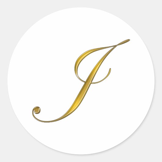Sticker Rond Monogramme Initiale J en écriture dorée pour sceau (Devant)