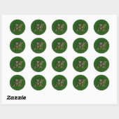 Sticker Rond Monogramme Initiale M Art Floral Marguerite (Feuille)