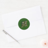 Sticker Rond Monogramme Initiale M Art Floral Marguerite (Enveloppe)