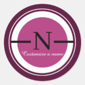 Sticker Rond Monogramme Initiale N Cercle Violet Classique Rond (Devant)