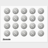 Sticker Rond Monogramme Initiale Pailleté Argent (Feuille)