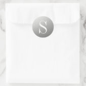 Sticker Rond Monogramme Initiale Pailleté Argent (Sac)