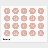 Sticker Rond Monogramme Initiale Rose Poussiéreux (Feuille)