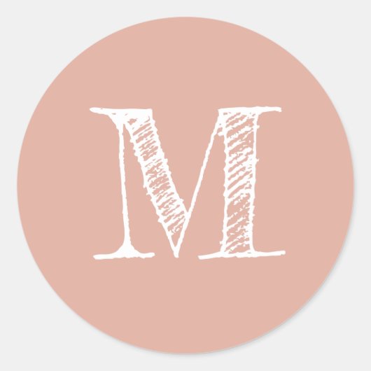 Sticker Rond Monogramme Initiale Rose Poussiéreux (Devant)