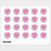 Sticker Rond Monogramme/Initiales - Coeur victorien rose et gri (Feuille)