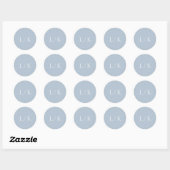 Sticker Rond Monogramme intemporel Dusty Bleu élégant mariage (Feuille)