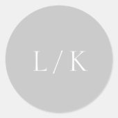 Sticker Rond Monogramme intemporel Gris Mariage élégant (Devant)