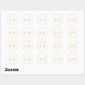 Sticker Rond Monogramme intemporel ivoire et or mariage élégant (Feuille)