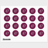 Sticker Rond Monogramme Invitation Sceau "O" Vin personnalisabl (Feuille)