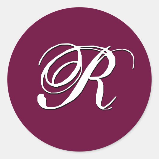Sticker Rond Monogramme Invitation Sceau "R" Vin personnalisabl (Devant)