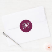 Sticker Rond Monogramme Invitation Sceau "R" Vin personnalisabl (Enveloppe)