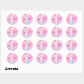 Sticker Rond Monogramme Iridescente Rose rose brossé Aquarelle (Feuille)