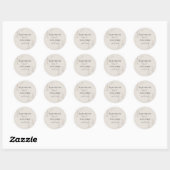 Sticker Rond Monogramme ivoire moderne Mariage minimaliste (Feuille)