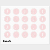 Sticker Rond Monogramme J Blush Couleur Personnalisé Mariage Mo (Feuille)