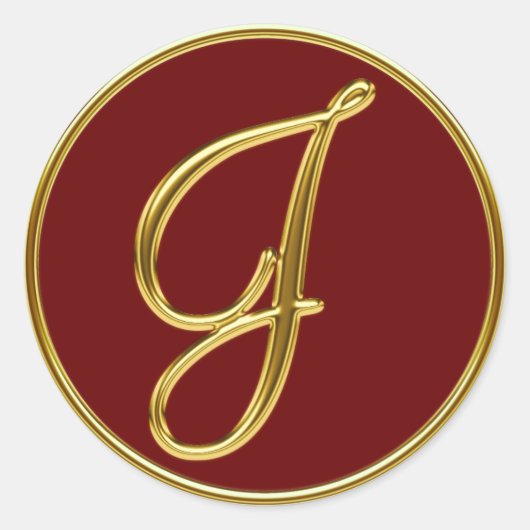 Sticker Rond Monogramme J en or 3D (Devant)