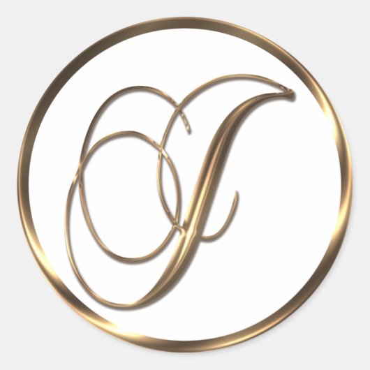 Sticker Rond Monogramme J Faux Bronze (Devant)