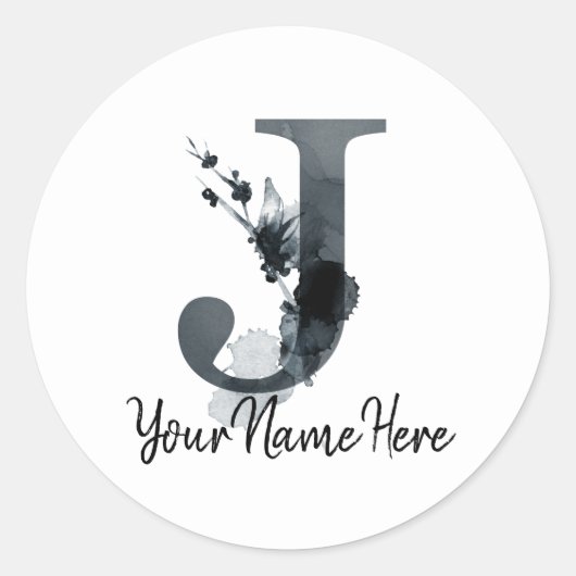 Sticker Rond Monogramme J Herbe foncée Folithe (Devant)