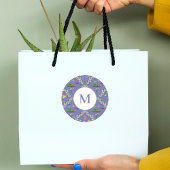 Sticker Rond Monogramme Jardin Damask Violet Motif