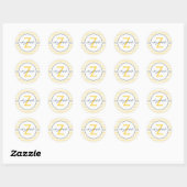 Sticker Rond Monogramme jaune Chevron (Feuille)