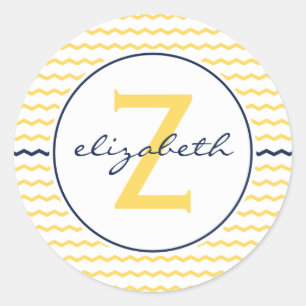 Sticker Rond Monogramme jaune Chevron