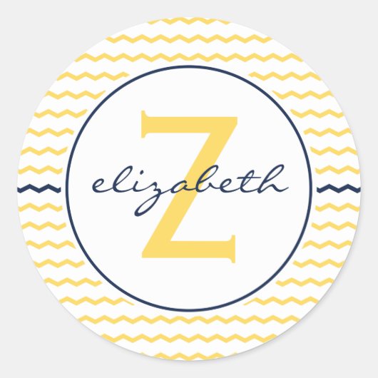 Sticker Rond Monogramme jaune Chevron (Devant)