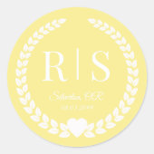 Sticker Rond Monogramme Jaune Doré Clair Simple (Devant)