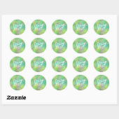 Sticker Rond Monogramme Jaune, Vert et Rose (Feuille)