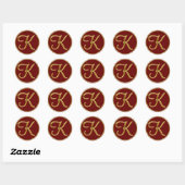 Sticker Rond Monogramme K en or 3D (Feuille)