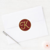 Sticker Rond Monogramme K en or 3D (Enveloppe)
