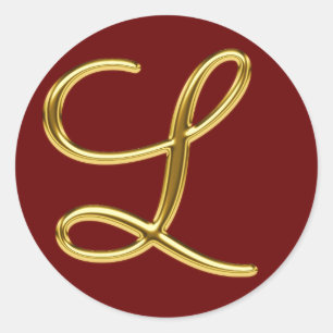 Sticker Rond Monogramme L en or 3D