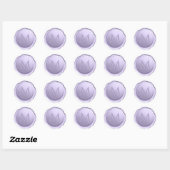 Sticker Rond Monogramme Lavande Cire Cachet Initial Violet Embo (Feuille)