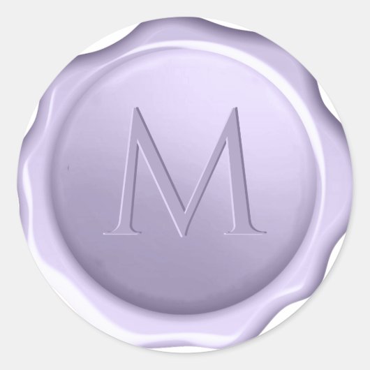 Sticker Rond Monogramme Lavande Cire Cachet Initial Violet Embo (Devant)